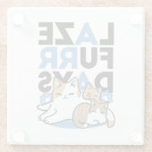 Laze Far日 – かわいい怠け猫デザイン ガラスコースター (裏面)