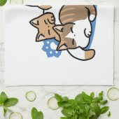 Laze Far日 – かわいい怠け猫デザイン キッチンタオル (折り畳み)