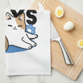 Laze Far日 – かわいい怠け猫デザイン キッチンタオル (四つ折り)