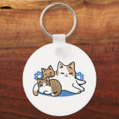 Laze Far日 – かわいい怠け猫デザイン キーホルダー (裏面)