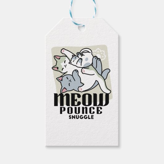 Laze Far日 – かわいい怠け猫デザイン ギフトタグ (正面)