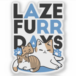 Laze Far日 – かわいい怠け猫デザイン シール