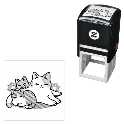 Laze Far日 – かわいい怠け猫デザイン セルフインキングスタンプ (インサイチュ)