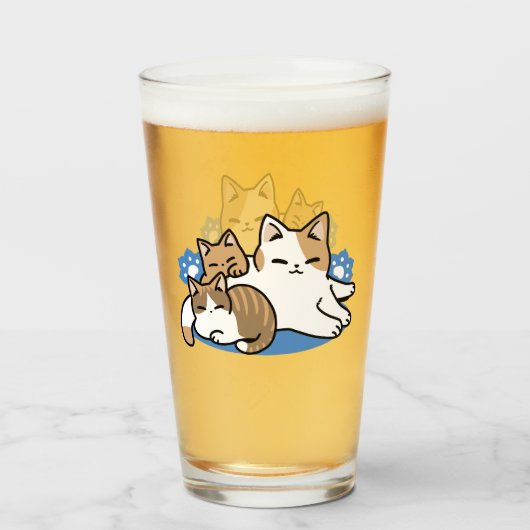 Laze Far日 – かわいい怠け猫デザイン タンブラーグラス (ドリンク正面)