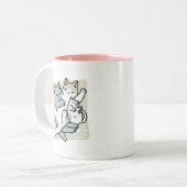 Laze Far日 – かわいい怠け猫デザイン ツートーンマグカップ (正面左)