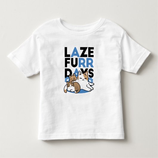 Laze Far日 – かわいい怠け猫デザイン トドラーTシャツ (正面)