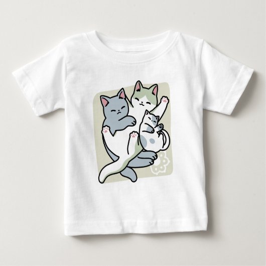 Laze Far日 – かわいい怠け猫デザイン ベビーTシャツ (正面)