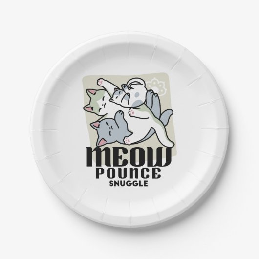 Laze Far日 – かわいい怠け猫デザイン ペーパープレート (正面)