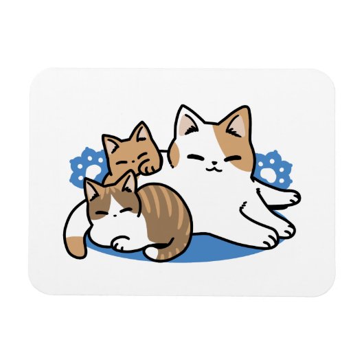 Laze Far日 – かわいい怠け猫デザイン マグネット (横)