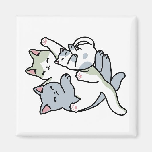 Laze Far日 – かわいい怠け猫デザイン マグネット (正面)