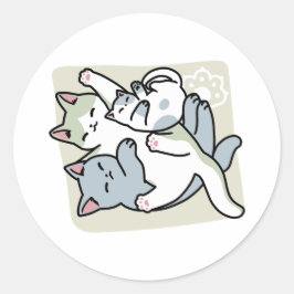 Laze Far日 – かわいい怠け猫デザイン ラウンドシール