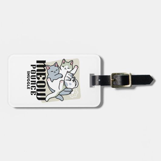 Laze Far日 – かわいい怠け猫デザイン ラゲッジタグ (正面横)