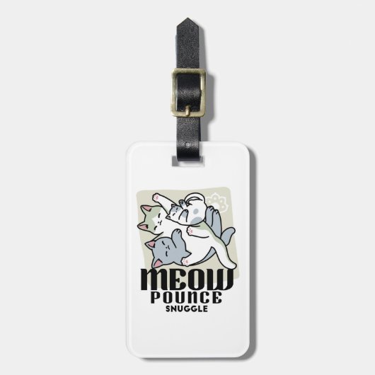 Laze Far日 – かわいい怠け猫デザイン ラゲッジタグ (正面縦)