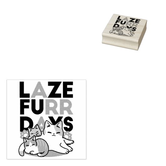 Laze Far日 – かわいい怠け猫デザイン ラバースタンプ (押印)