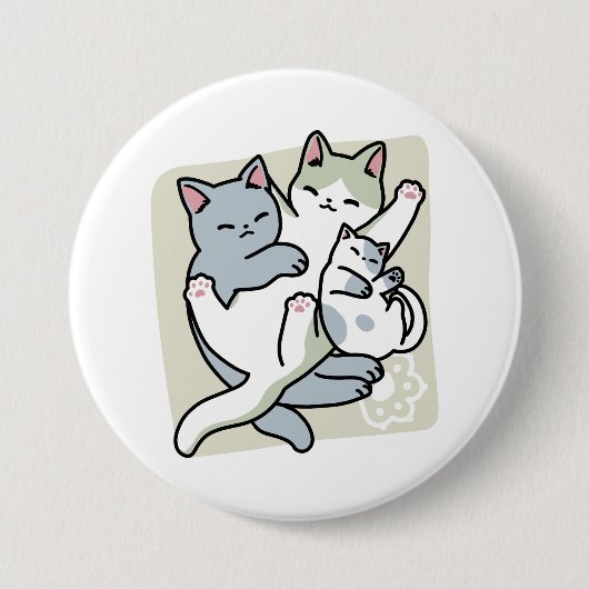 Laze Far日 – かわいい怠け猫デザイン 缶バッジ (正面)