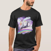 Lazer Rave Space Cat Riding Unicorn With Hotdog Tシャツ (正面)