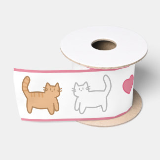 Lazo con diseño de gatos y corazones サテンリボン