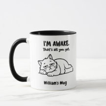 Lazy おもしろい Cat Mug - カスタム I'm Awake Cup
