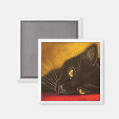 Lazy Black Cat – マグネット (正面/裏面)