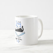 Lazy Black Cat & Inspiration Quote 陶磁器コーヒー コーヒーマグカップ (正面右)