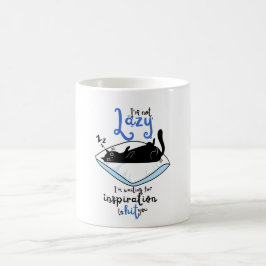 Lazy Black Cat & Inspiration Quote 陶磁器コーヒー コーヒーマグカップ