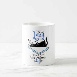 Lazy Black Cat & Inspiration Quote 陶磁器コーヒー コーヒーマグカップ
