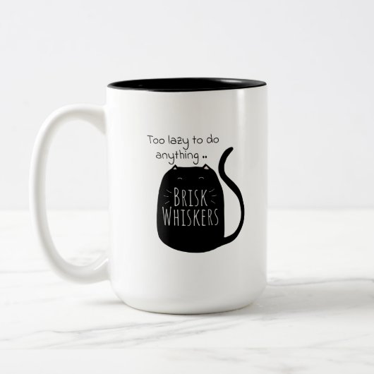 Lazy black cat Mug ツートーンマグカップ (左)