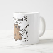 Lazy Capybara Meme Cartoon Sticker ジャンボコーヒーマグカップ (正面右)