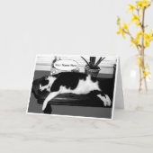 Lazy Cat誕生日カード カード (黄色い花)