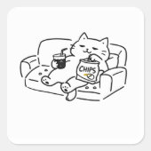 Lazy Cat Drawing スクエアシール (正面)