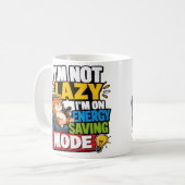 Lazy Cat Energy Saving Mode Funny Mug — Cat Lover コーヒーマグカップ (正面左)