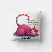 Lazy Cat Throw Pillow – Atonic: I Nap. You Exist クッション (正面)