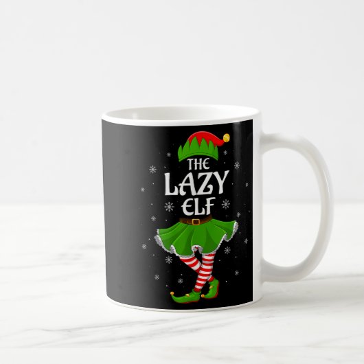 Lazy Elf Christmas Family Girls Women Elf Squad Xm コーヒーマグカップ (右)