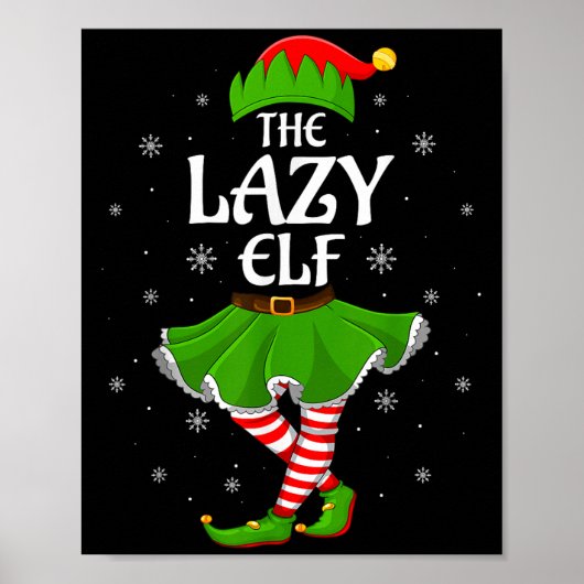 Lazy Elf Christmas Family Girls Women Elf Squad Xm ポスター (正面)