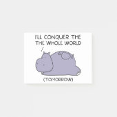 Lazy Funny Hippo I'll conquer the whole world ポストイット (正面)