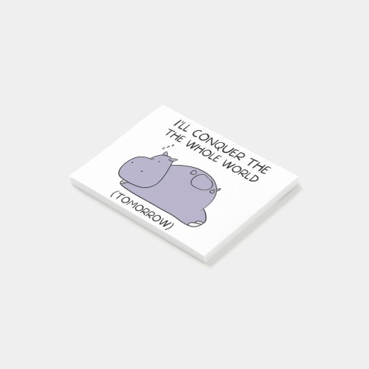 Lazy Funny Hippo I'll conquer the whole world ポストイット (アングル)