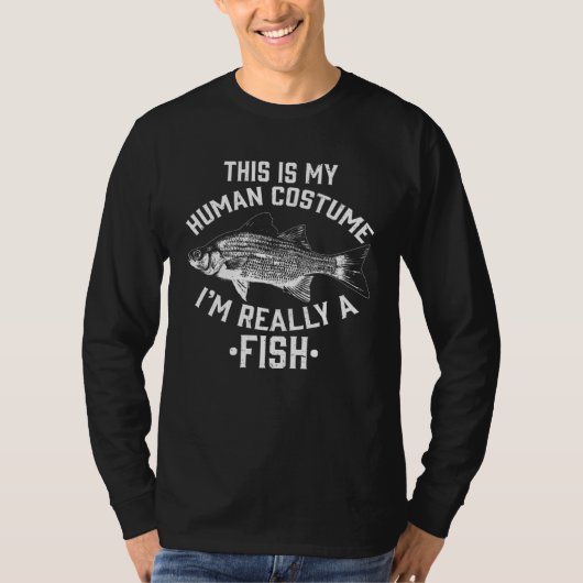 Lazy Halloween Fish Costume for Fisherman Tシャツ (正面)
