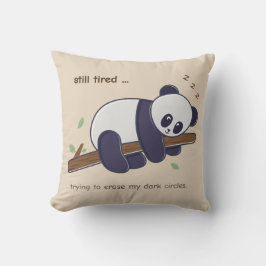 Lazy Panda Quote – まだ眠い＆目の下のクマ クッション