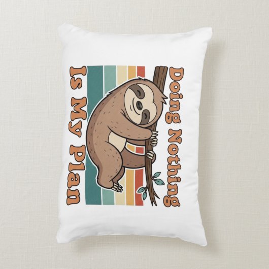 Lazy Retro Sloth Quote Rectangular Pillow アクセントクッション (裏面(縦))