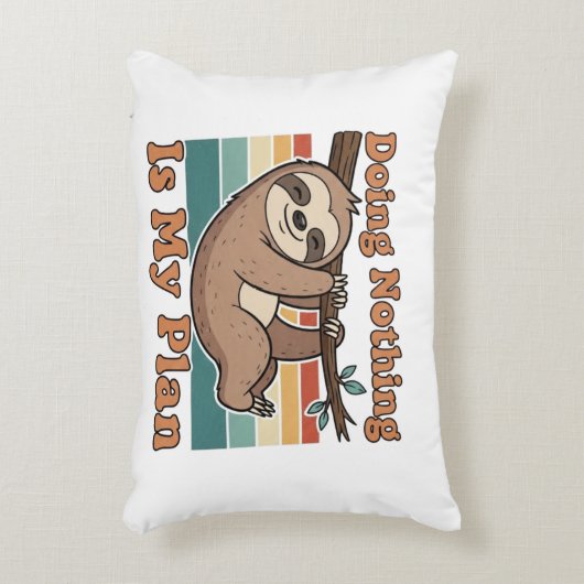 Lazy Retro Sloth Quote Rectangular Pillow アクセントクッション (正面(垂直))