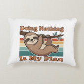 Lazy Retro Sloth Quote Rectangular Pillow アクセントクッション (裏面)