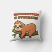 Lazy Retro Sloth Square Throw Pillow クッション (裏面)