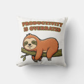 Lazy Retro Sloth Square Throw Pillow クッション (正面)