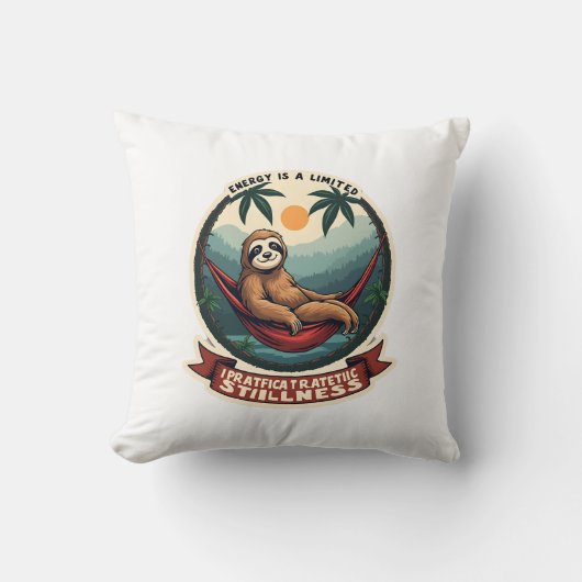 Lazy Sloth Humor Shirt Selective Effort Vintage クッション (正面)