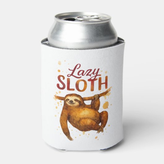 Lazy Sloth in AlcoolインククラシックTシャツ 缶クーラー (缶正面)