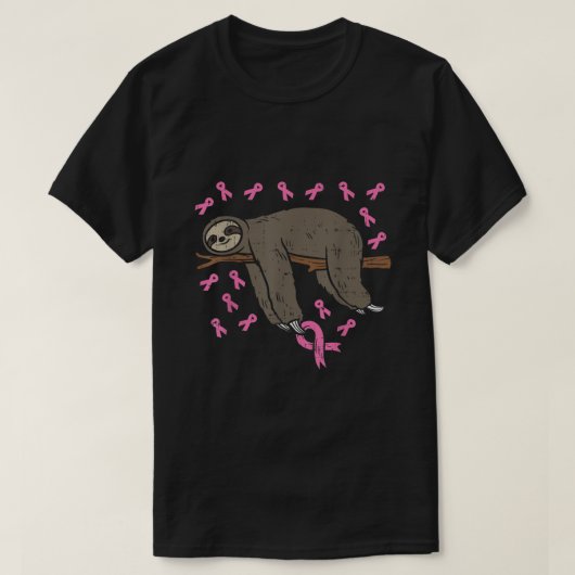 Lazy Sloth Pink Ribbon Breast Cancer Awareness Sup Tシャツ (デザイン正面)