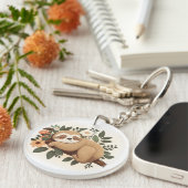 Lazy sloth sleeping on a branch cartoon            キーホルダー (正面右)