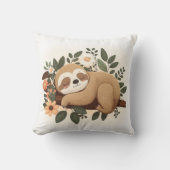Lazy sloth sleeping on a branch cartoon クッション (正面)