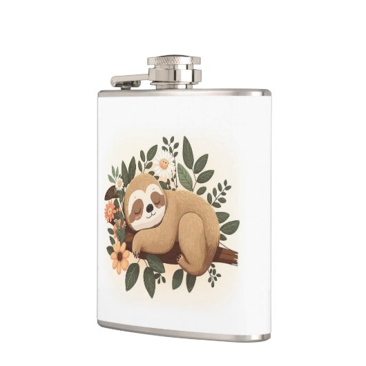 Lazy sloth sleeping on a branch cartoon            フラスク (左)