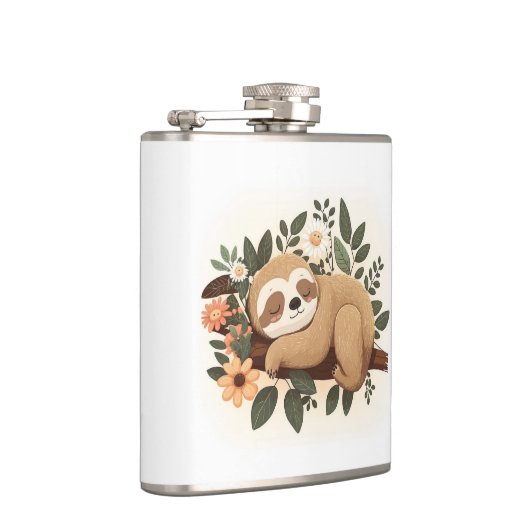 Lazy sloth sleeping on a branch cartoon            フラスク (右)